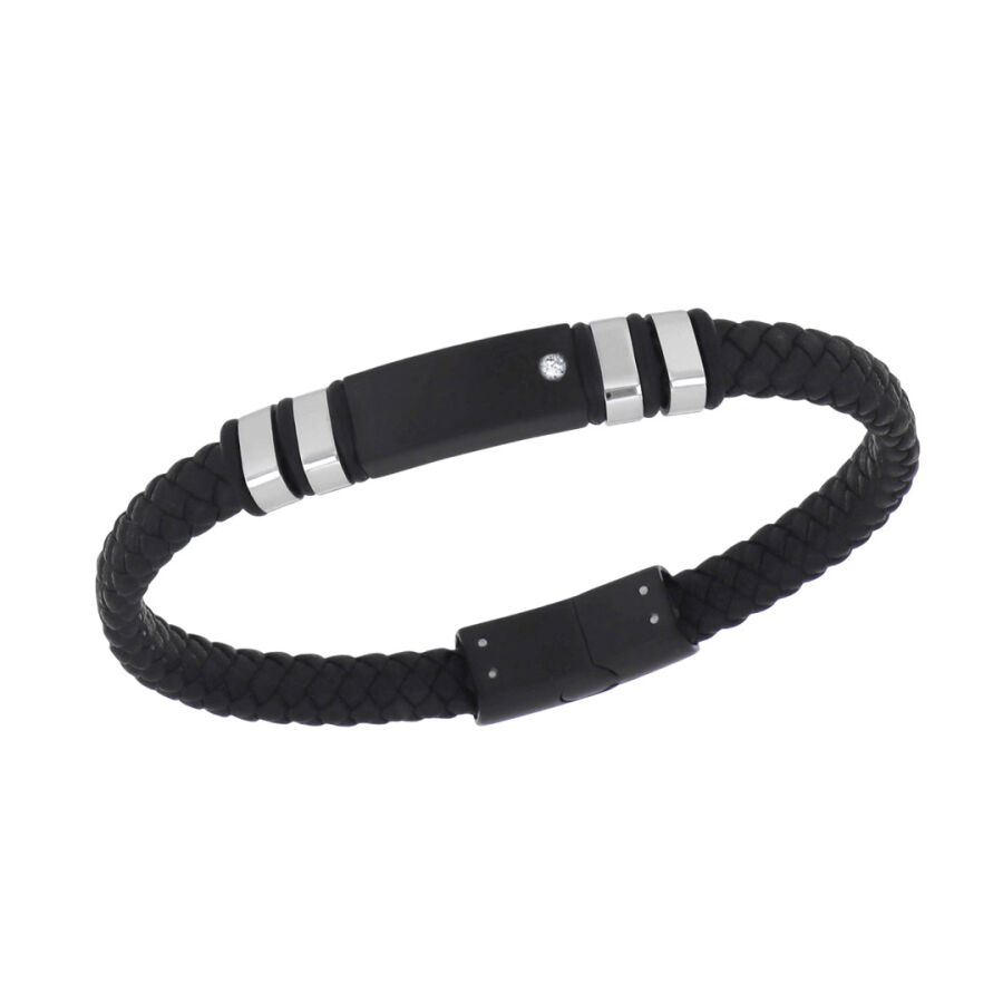 0.02 Carat Diamond Stainless Steel Man Bracelet - 1