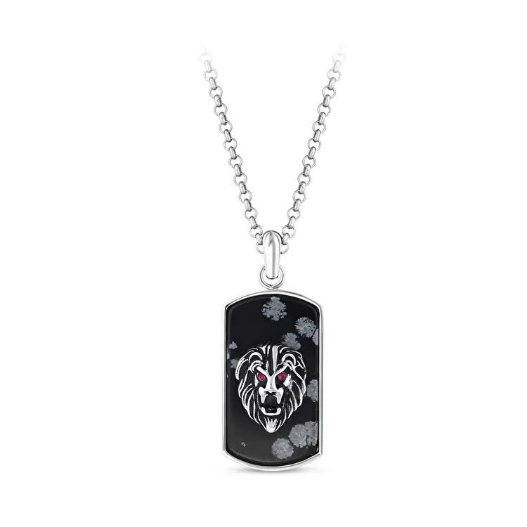 0.02 Carat Ruby Steel Men's Pendant - 1