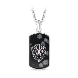 0.02 Carat Ruby Steel Men's Pendant - 2