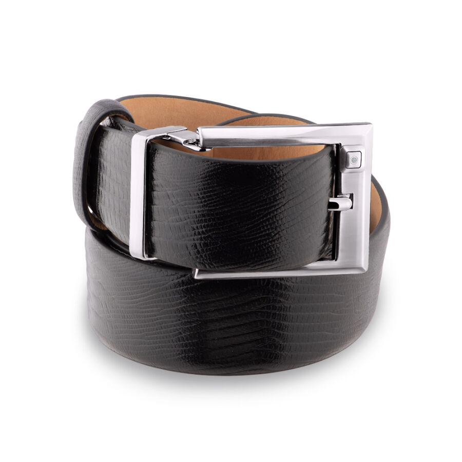 0.02 Carat Leather Belt with Diamond - Black - 2
