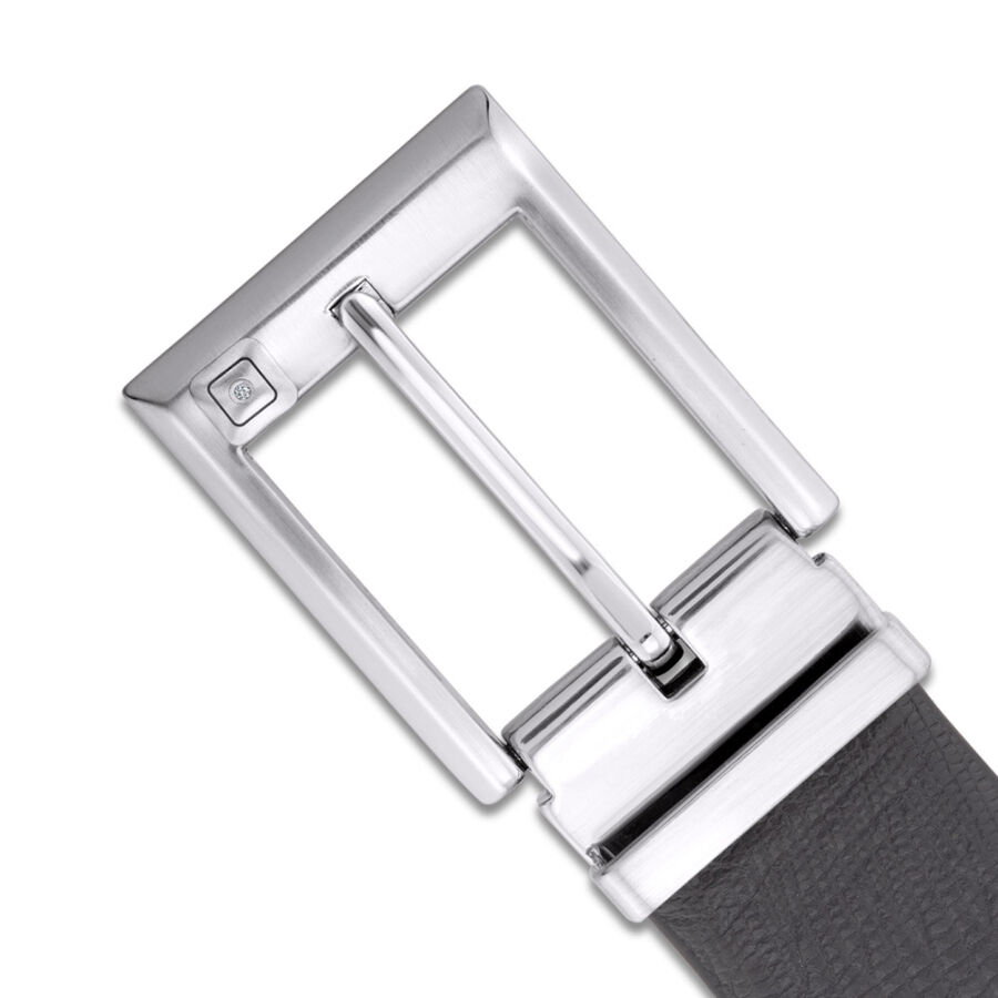 0.02 Carat Leather Belt with Diamond - Black - 3