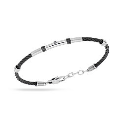 0.03 Carat Black Diamond Italian Stainless Steel Men's Bracelet - Zen Diamond