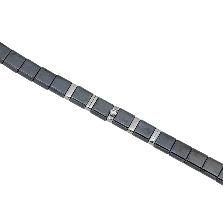 0.03 Carat Diamond Italian Stainless Steel Men's Bracelet - 1