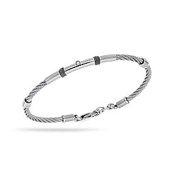سوار رجالي ستيل إيطالي مرصّع بالألماس 0.03 قيراط - Zen Diamond