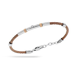 0.03 Carat Diamond Italian Stainless Steel Men's Bracelet - Zen Diamond