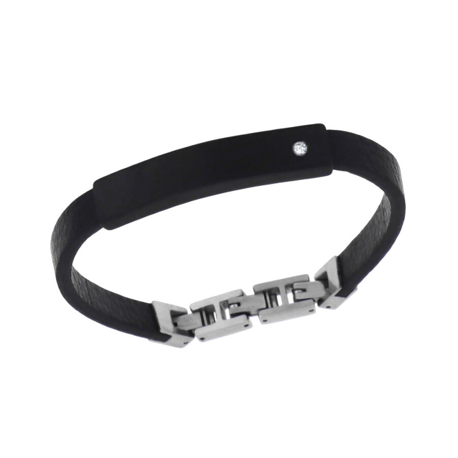 0.03 Carat Diamond Stainless Steel Man Bracelet - 1