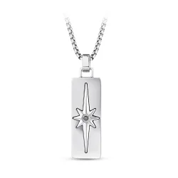 0.03 Carat Black Diamond Stainless Steel Pendant - 2