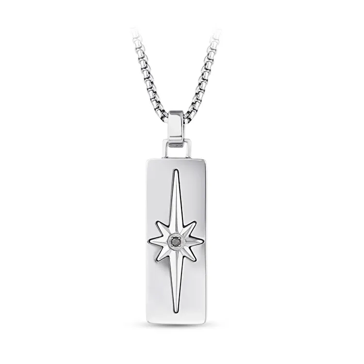 0.03 Carat Black Diamond Stainless Steel Pendant - 2