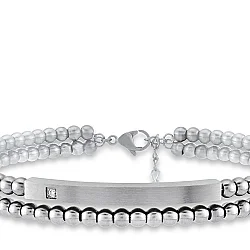 0.03 Carat Diamond Stainless Steel Man Bracelet - 2