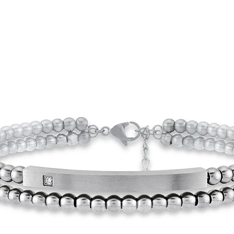 0.03 Carat Diamond Stainless Steel Man Bracelet - 2