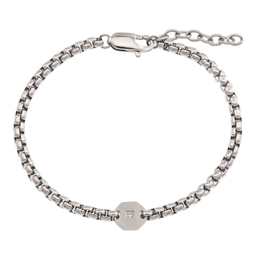 0.03 Carat Diamond Stainless Steel Man Bracelet - 1
