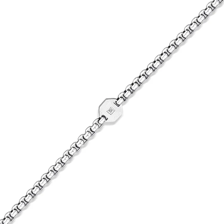 أسوار ستيل رجالي مرصع بالألماس 0.03 قيراط - 1