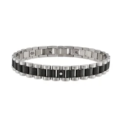 0.03 Carat Diamond Stainless Steel Man Bracelet - 1