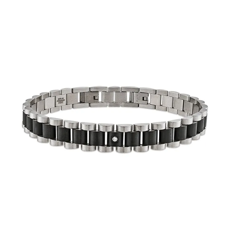 0.03 Carat Diamond Stainless Steel Man Bracelet - 1