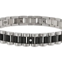 0.03 Carat Diamond Stainless Steel Man Bracelet - 2