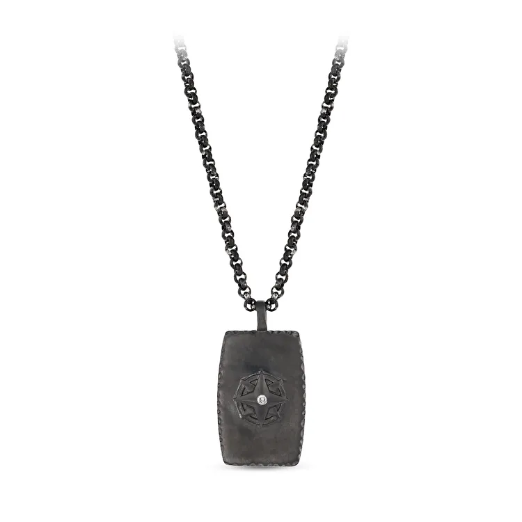 0.03 Carat Diamond Steel Men's Pendant - 1