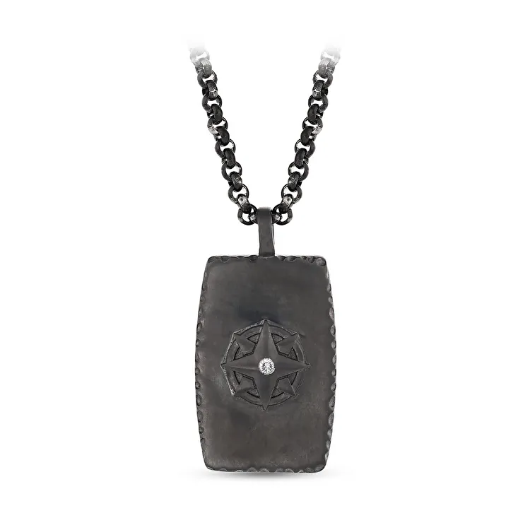 0.03 Carat Diamond Steel Men's Pendant - 2