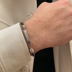 0.03 Carat Diamond Stainless Steel Man Bracelet - 2