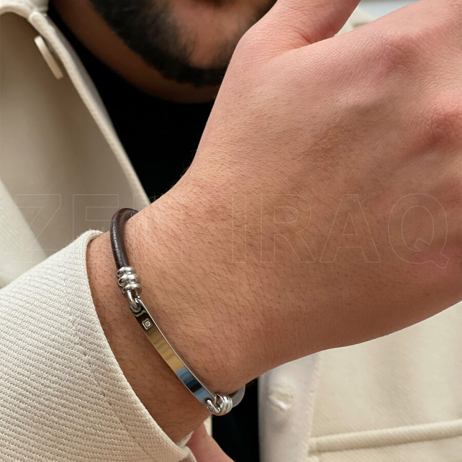 0.03 Carat Diamond Stainless Steel Man Bracelet - 3