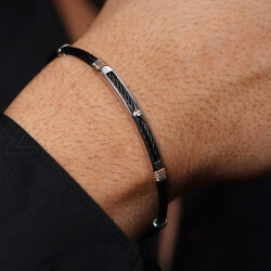 0.03 ct.Diamond Stainless Steel Man Bracelet - 3