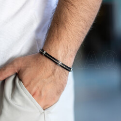 0.03 ct.Diamond Stainless Steel Man Bracelet - 2