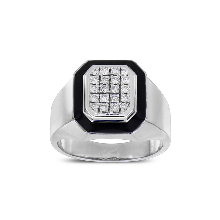 0.34 Carat Diamond Silver Men's Ring - 1