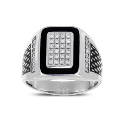 0.37 Carat Diamond Silver Men's Ring - Zen Diamond