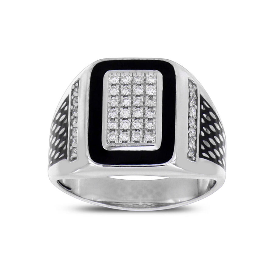 0.37 Carat Diamond Silver Men's Ring - 1