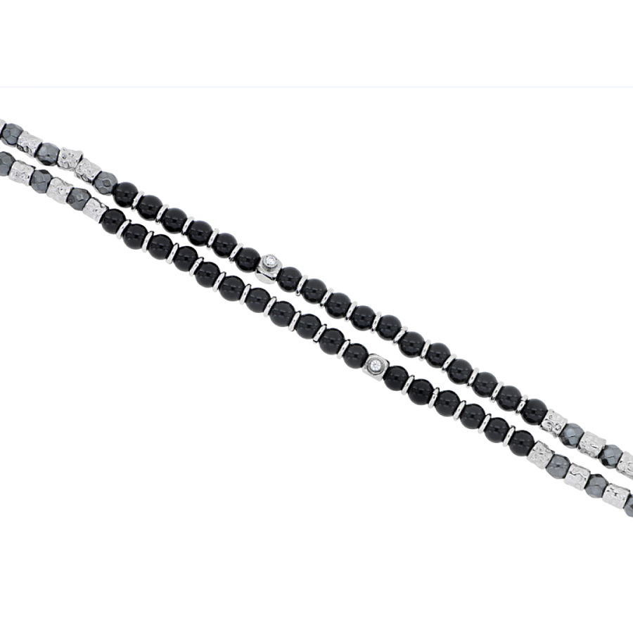 0.04 Carat Diamond Italian Stainless Steel Men's Bracelet - 1