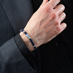 0.04 Carat Diamond Italian Stainless Steel Men's Bracelet - Zen Diamond