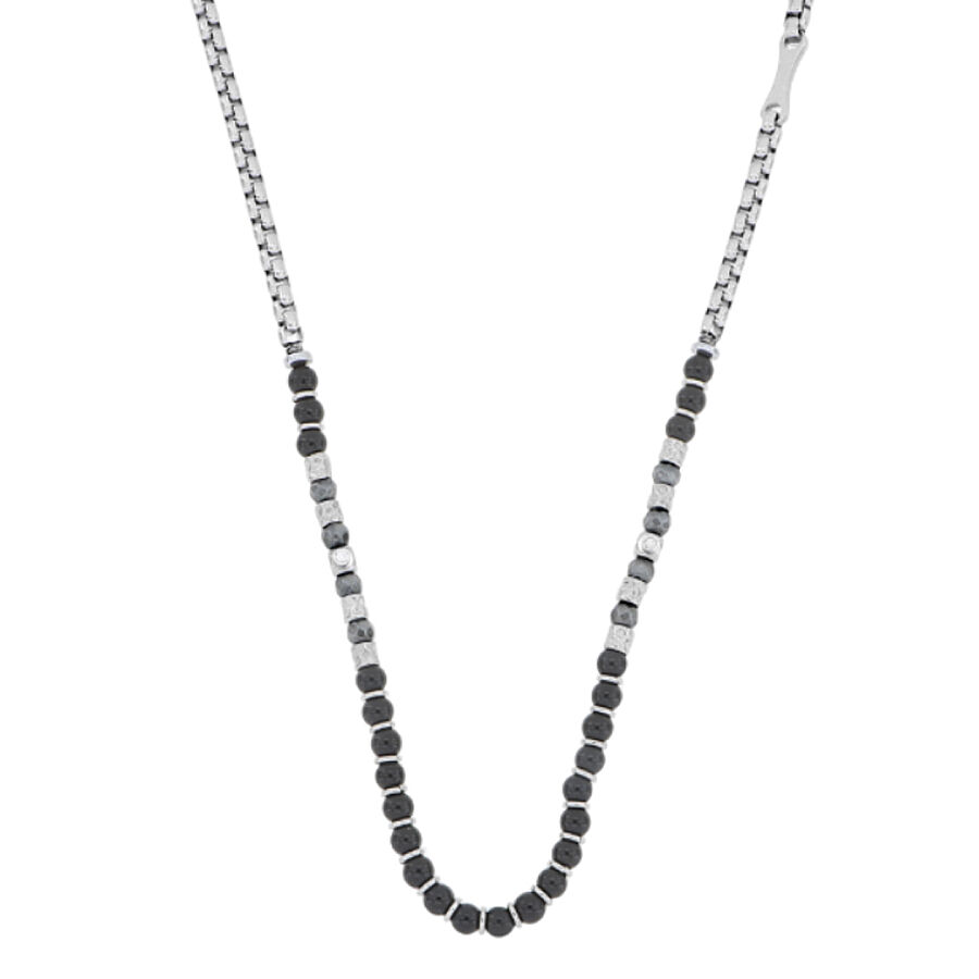 0.04 Carat Diamond Italian Stainless Steel Men's Pendant - 1