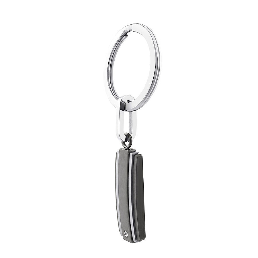 0.04 Carat Men's Stainless Steel Diamond Keychain - 2