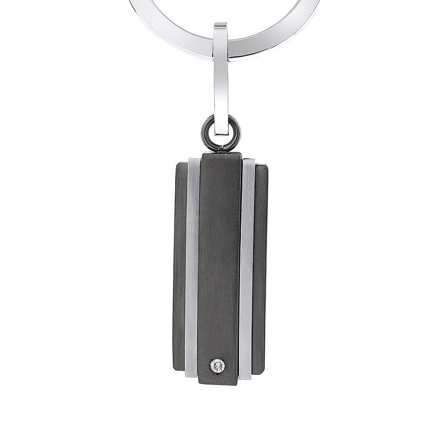 0.04 Carat Men's Stainless Steel Diamond Keychain - 1