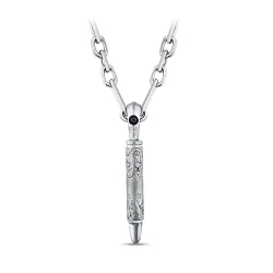 0.04 Carat Black Diamond Silver Men's Pendant - 2