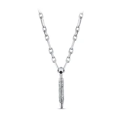 0.04 Carat Black Diamond Silver Men's Pendant - 1