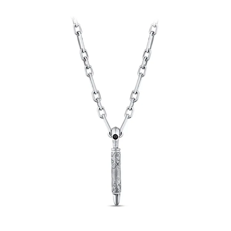 0.04 Carat Black Diamond Silver Men's Pendant - 1