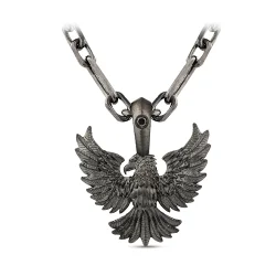 قلادة فضة رجالية مرصّعة بالألماس 0,04 قيراط - 2