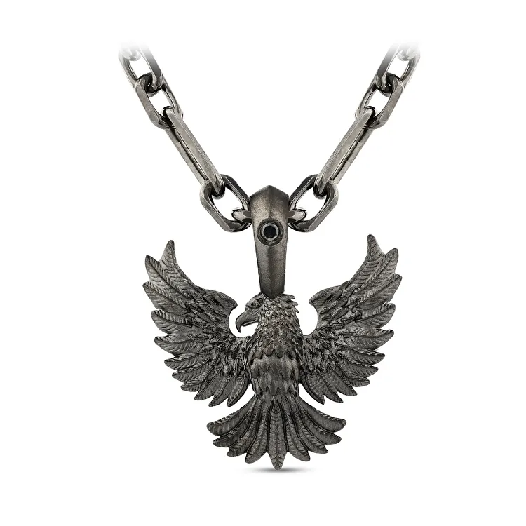 قلادة فضة رجالية مرصّعة بالألماس 0,04 قيراط - 2