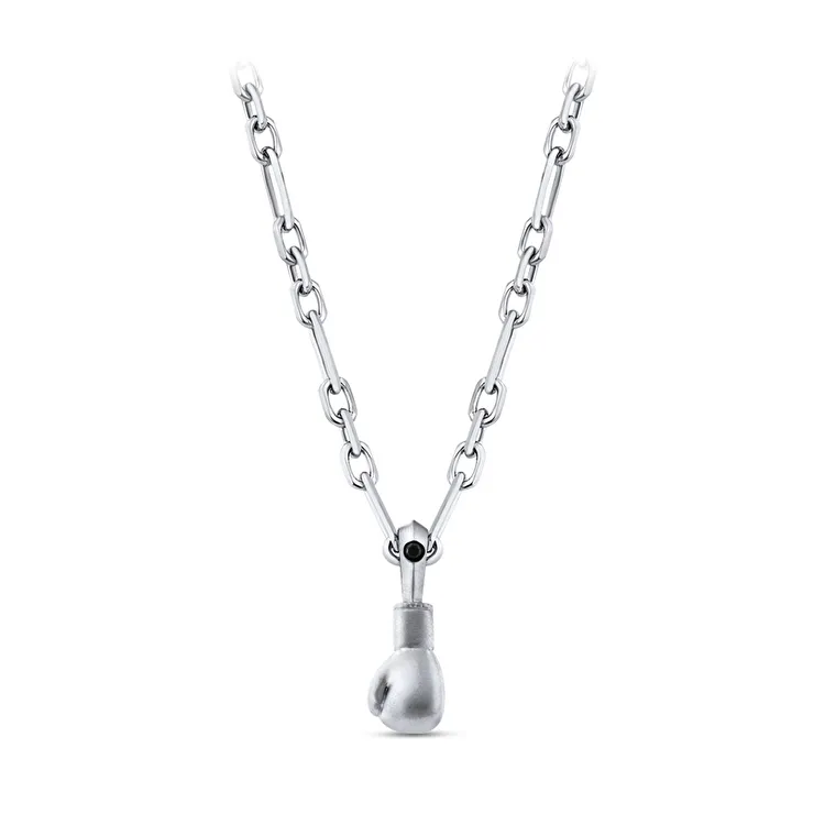 0.04 Carat Black Diamond Silver Men's Pendant - 1