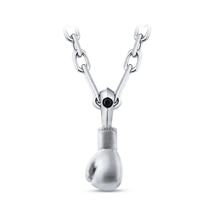 0.04 Carat Black Diamond Silver Men's Pendant - 2