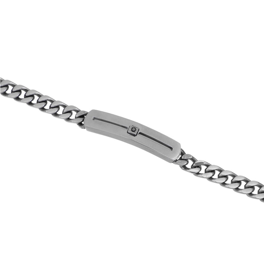 0.04 Carat Black Diamond Stainless Steel Man Bracelet - 1