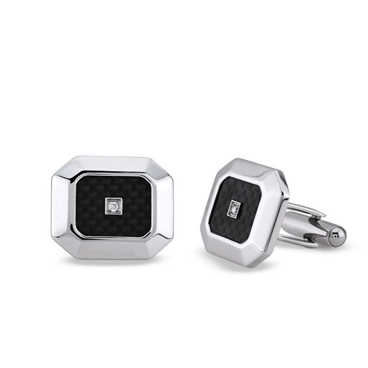 0.04 ct.Diamond Stainless Steel Cufflink - Zen Diamond