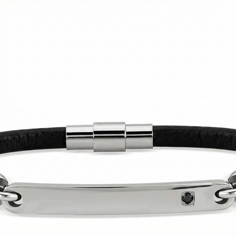 0.04 ct.Diamond Stainless Steel Men's Bracelet - 2