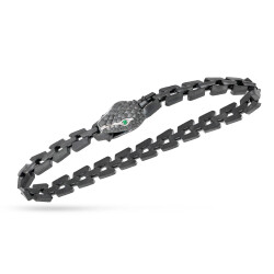 0.04 Carat Emerald Black Diamond Silver Men Bracelet - 3