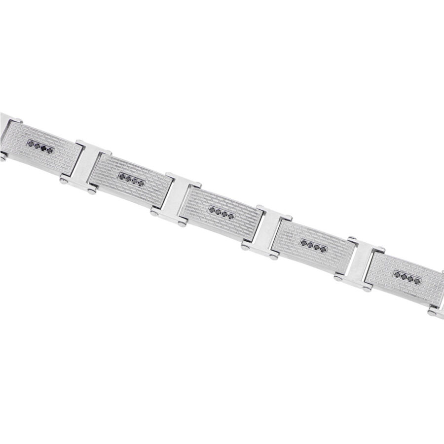 0.42 Carat Black Diamond Stainless Steel Man Bracelet - 1