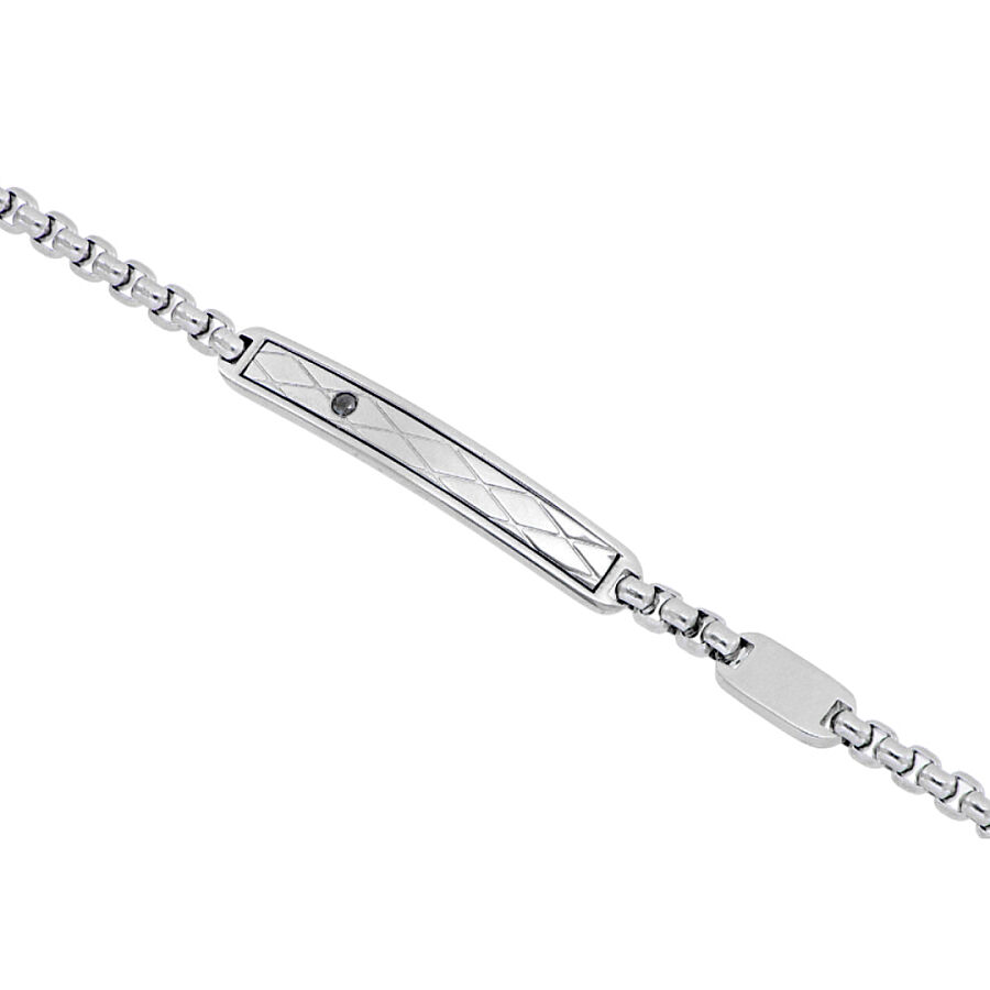 0.05 Carat black Diamond Italian Stainless Steel Men's Bracelet - 1