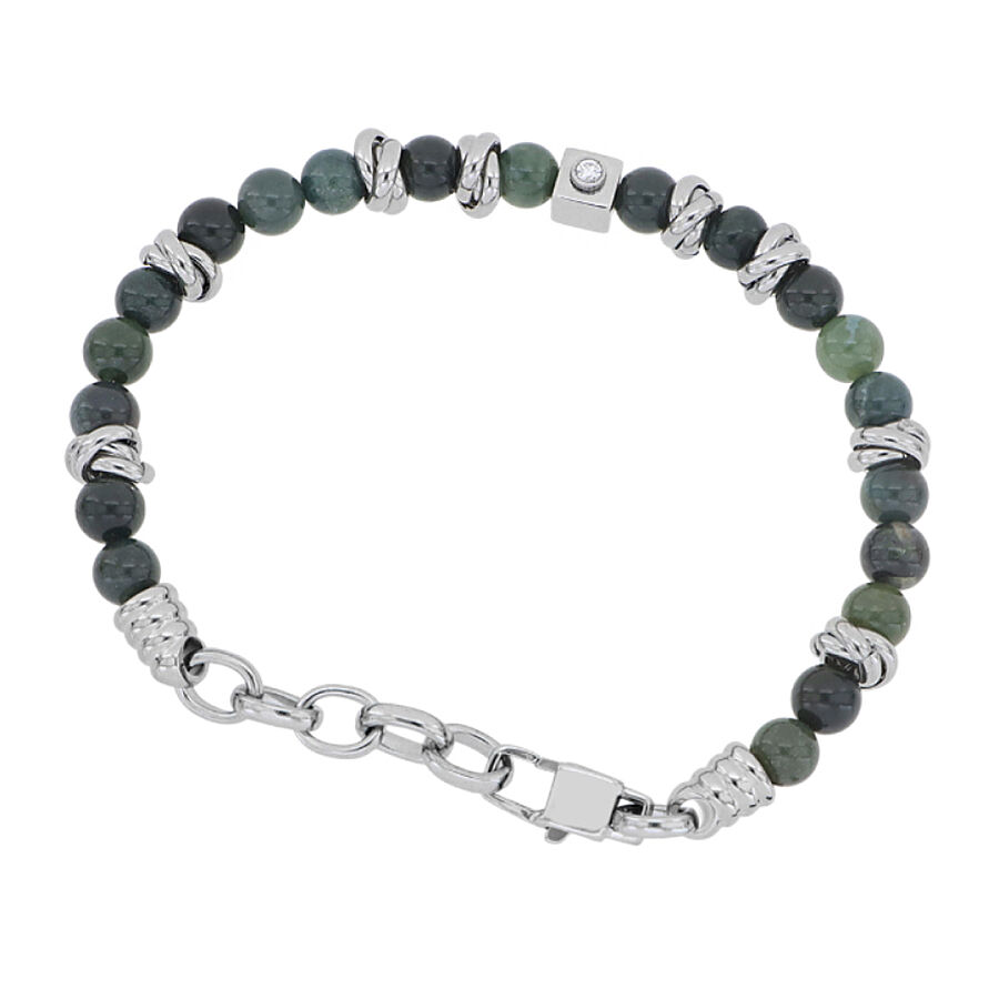 0.05 Carat Diamond Italian Stainless Steel Men's Bracelet - 1
