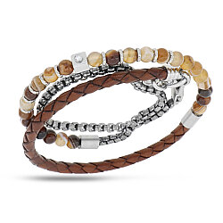 0.05 Carat Diamond Italian Stainless Steel Men's Bracelet - Zen Diamond