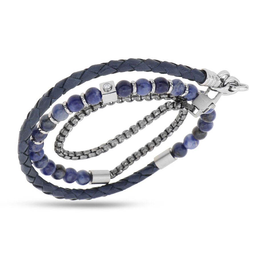 0.05 Carat Diamond Italian Stainless Steel Men's Bracelet - 1