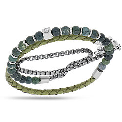 0.05 Carat Diamond Italian Stainless Steel Men's Bracelet - 1